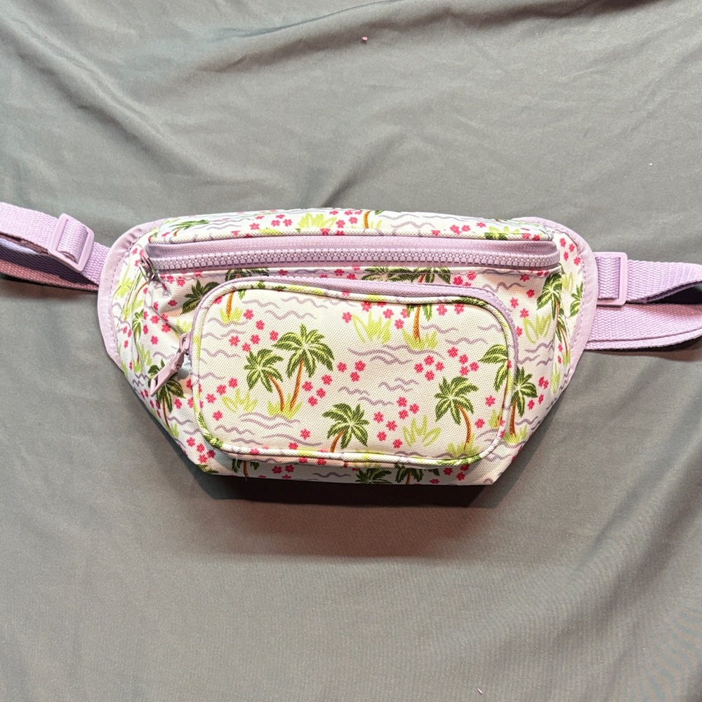 Pink Tropical Palm Tree Cooler Fanny Pack NWT Insulated Belt Bagβ